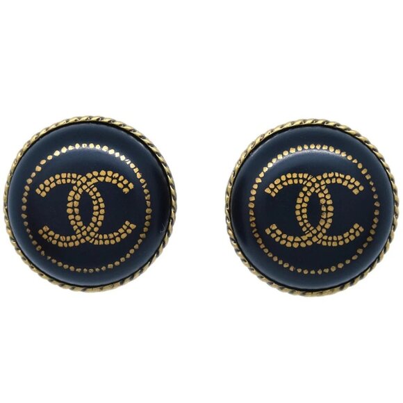 Chanel Black Button Earrings Clip-On 00A 114011 - Picture 1 of 4